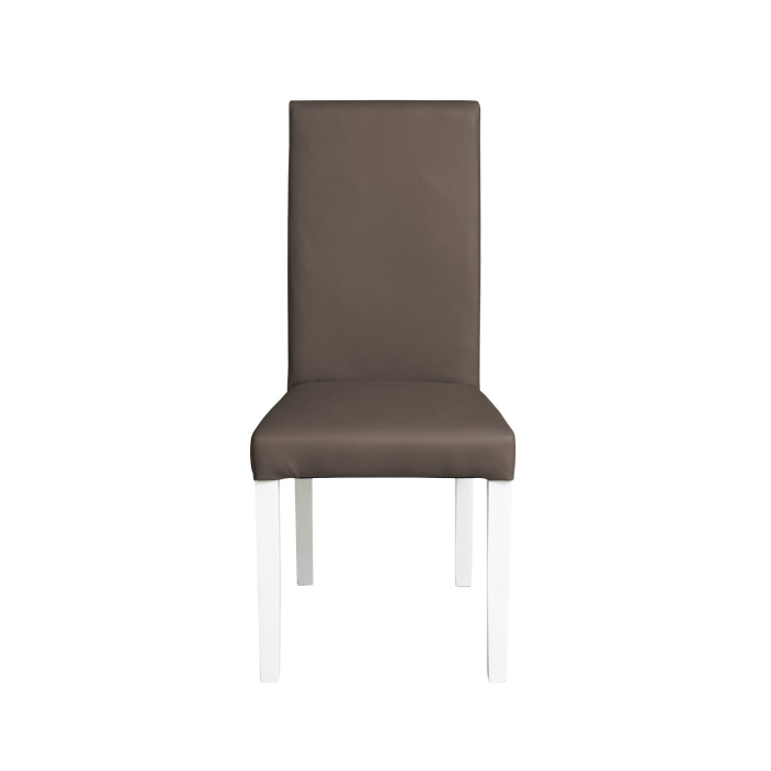 Set 2 scaune living TEO, picioare lemn alb, piele ecologica gri elefant, 46x60x98 cm [2]