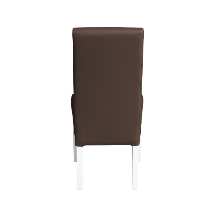 Set 2 scaune living TEO, picioare lemn alb, piele ecologica maro deschis, 46x60x98 cm [4]
