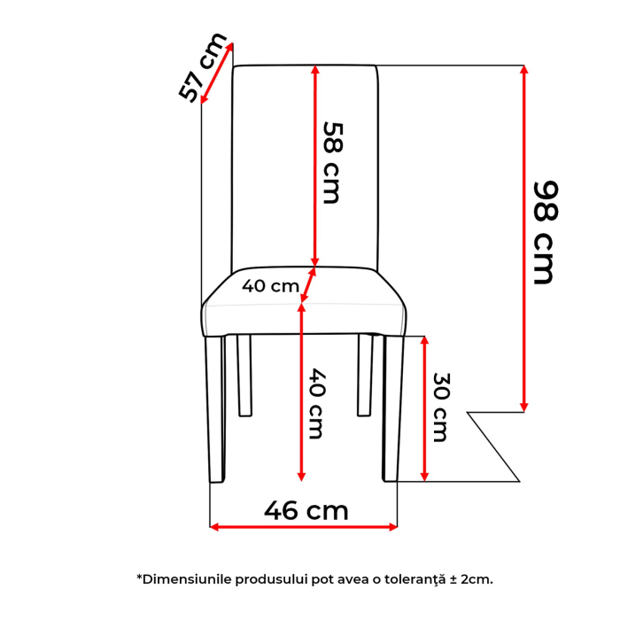 Set 2 scaune living TEO, picioare lemn alb, stofa turcoaz, 46x60x98 cm [7]
