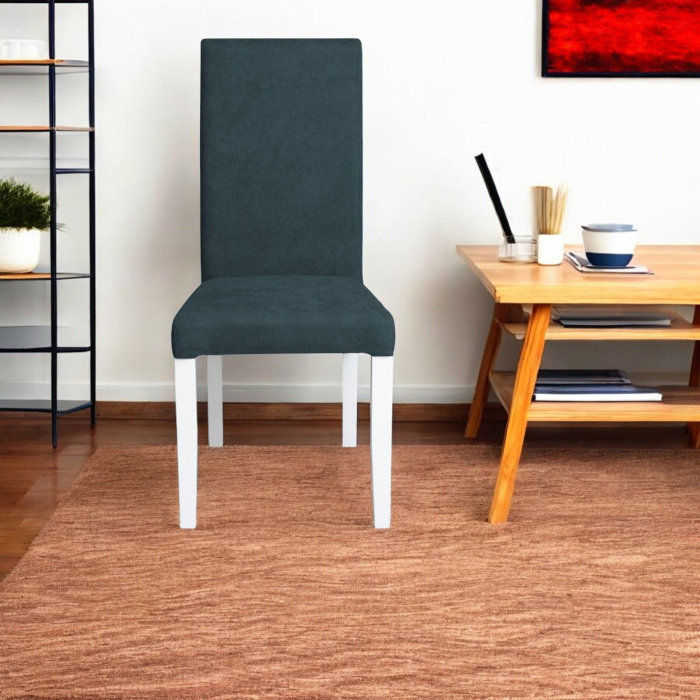 Set 2 scaune living TEO, picioare lemn alb, stofa albastru, 46x60x98 cm [5]