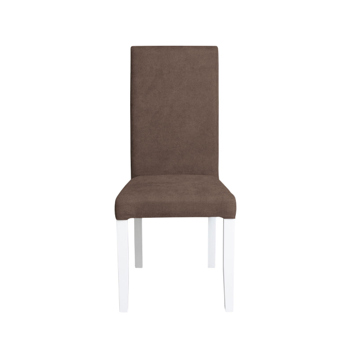 Set 2 scaune living TEO, picioare lemn alb, stofa maro, 46x60x98 cm [2]