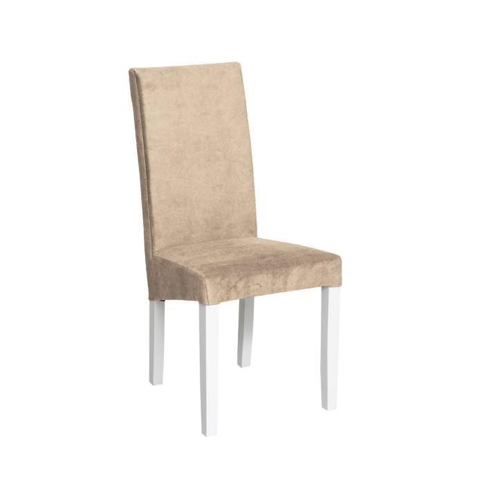 Set 2 scaune living TEO, picioare lemn alb, stofa z bej, 46x60x98 cm [3]