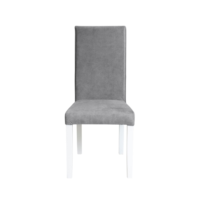 Set 2 scaune living TEO, picioare lemn alb, stofa z gri deschis, 46x60x98 cm [2]