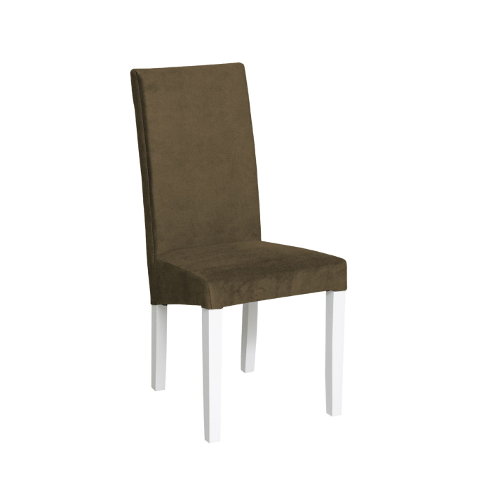 Set 2 scaune living TEO, picioare lemn alb, stofa z kaki, 46x60x98 cm [3]