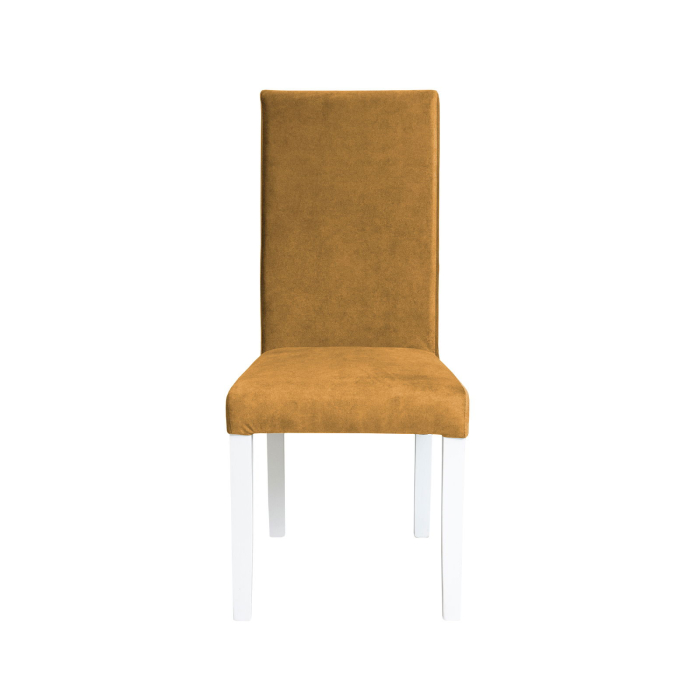 Set 2 scaune living TEO, picioare lemn alb, stofa z mustar, 46x60x98 cm [2]