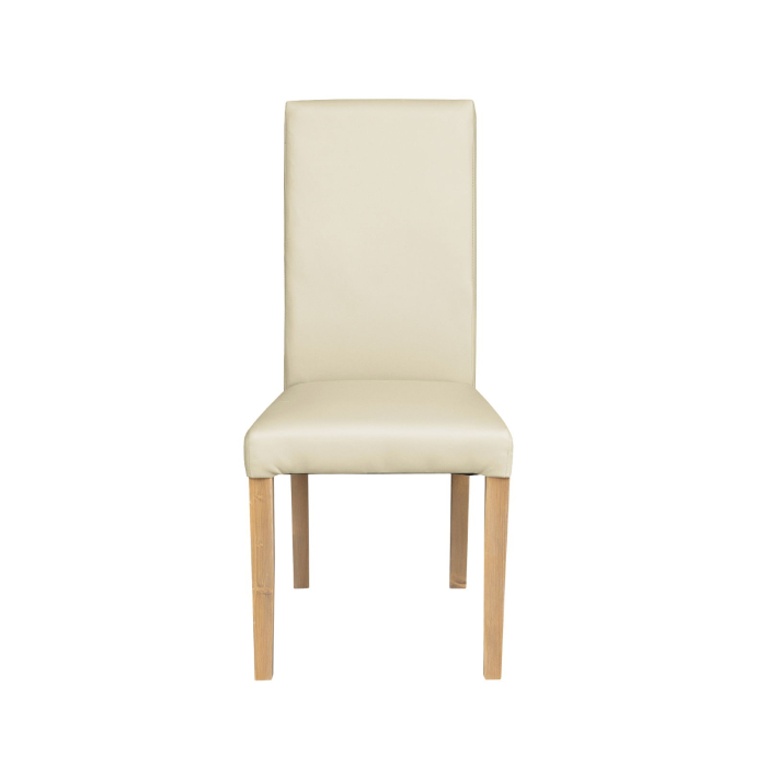 Set 2 scaune living TEO, picioare lemn natur, piele ecologica crem, 46x60x98 cm [2]