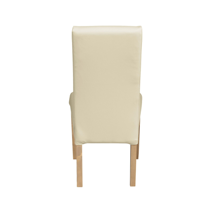 Set 2 scaune living TEO, picioare lemn natur, piele ecologica crem, 46x60x98 cm [4]