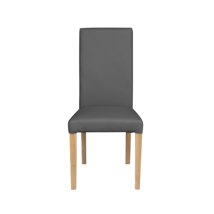 Set 2 scaune living TEO, picioare lemn natur, piele ecologica gri, 46x60x98 cm [2]