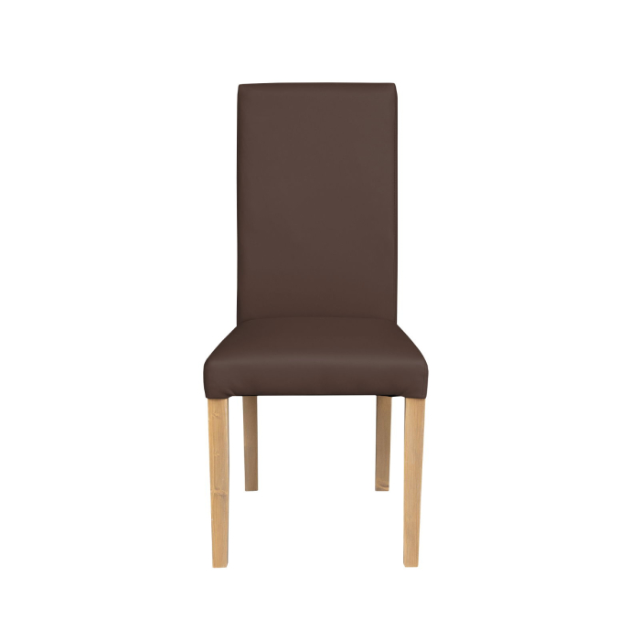 Set 2 scaune living TEO, picioare lemn natur, piele ecologica maro deschis, 46x60x98 cm [2]