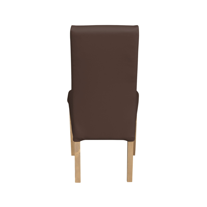 Set 2 scaune living TEO, picioare lemn natur, piele ecologica maro deschis, 46x60x98 cm [4]