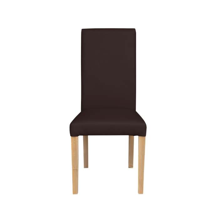 Set 2 scaune living TEO, picioare lemn natur, piele ecologica maro inchis, 46x60x98 cm [2]