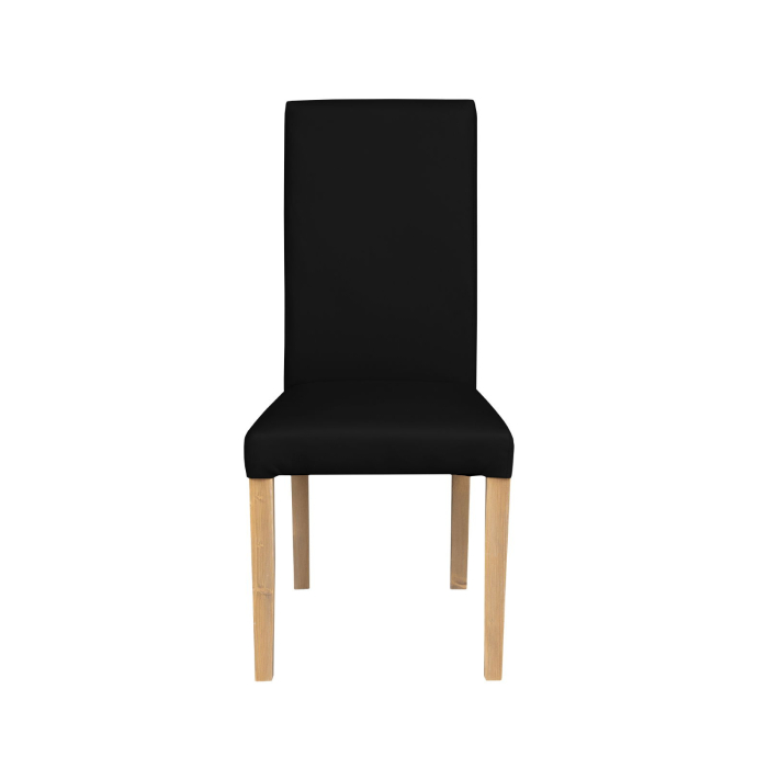Set 2 scaune living TEO, picioare lemn natur, piele ecologica negru, 46x60x98 cm [2]