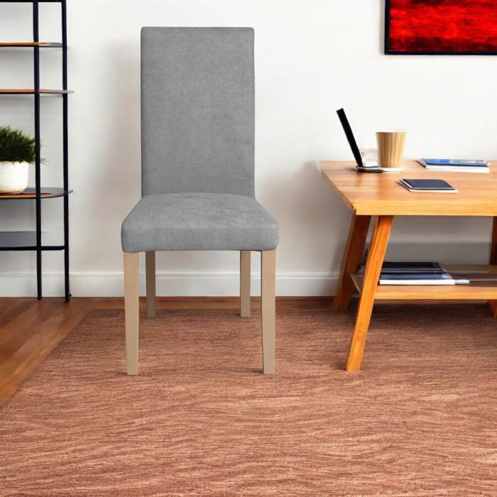 Set 2 scaune living TEO, picioare lemn natur, stofa gri deschis, 46x60x98 cm [5]