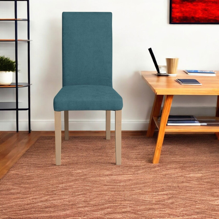Set 2 scaune living TEO, picioare lemn natur, stofa turcoaz, 46x60x98 cm [5]