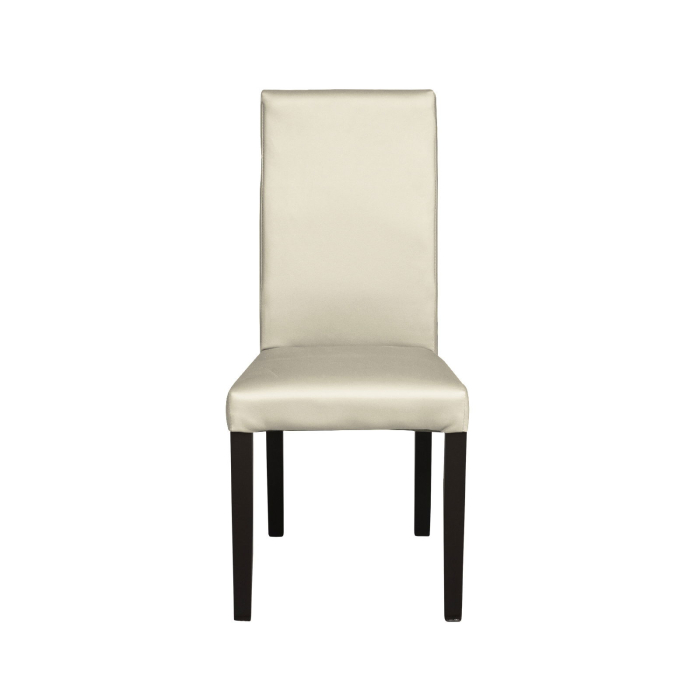 Set 2 scaune living TEO, picioare lemn wenge, piele ecologica crem, 46x60x98 cm [2]