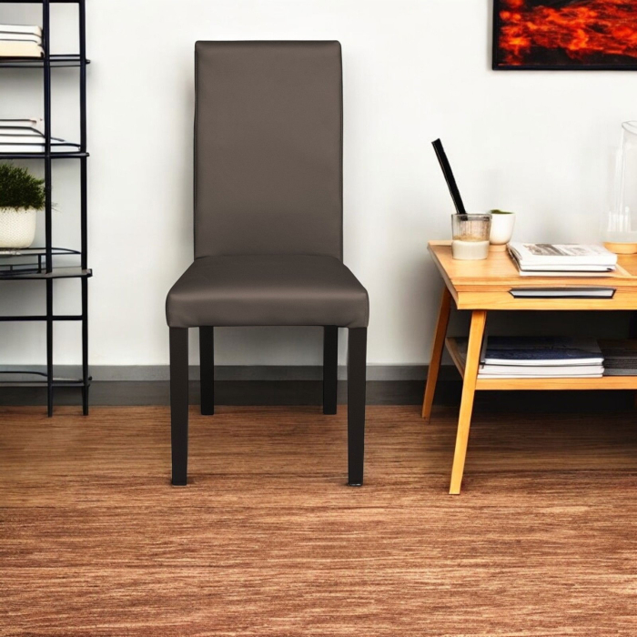 Set 2 scaune living TEO, picioare lemn wenge, piele ecologica gri elefant, 46x60x98 cm [5]
