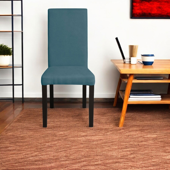 Set 2 scaune living TEO, picioare lemn wenge, stofa turcoaz, 46x60x98 cm [5]