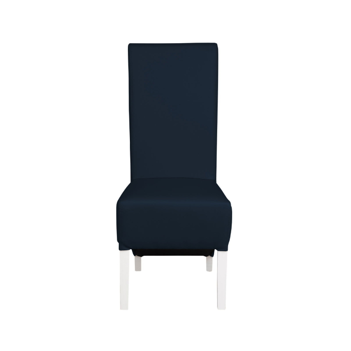 Set 2 scaune living VANESSA, picioare lemn alb, piele ecologica albastru, 47x60x110 cm [2]