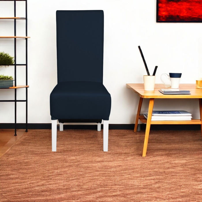 Set 2 scaune living VANESSA, picioare lemn alb, piele ecologica albastru, 47x60x110 cm [5]