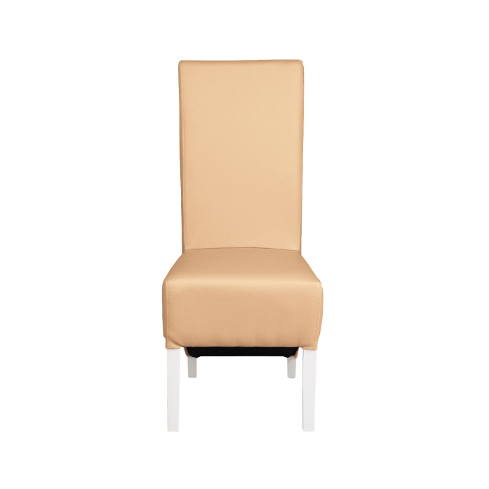 Set 2 scaune living VANESSA, picioare lemn alb, piele ecologica bej, 47x60x110 cm [2]