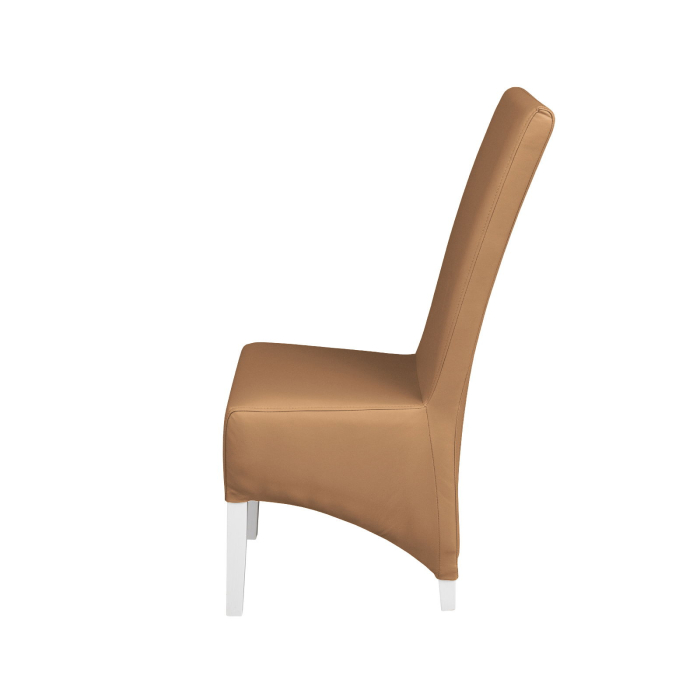 Set 2 scaune living VANESSA, picioare lemn alb, piele ecologica bej inchis, 47x60x110 cm [3]