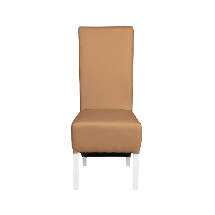 Set 2 scaune living VANESSA, picioare lemn alb, piele ecologica bej inchis, 47x60x110 cm [2]