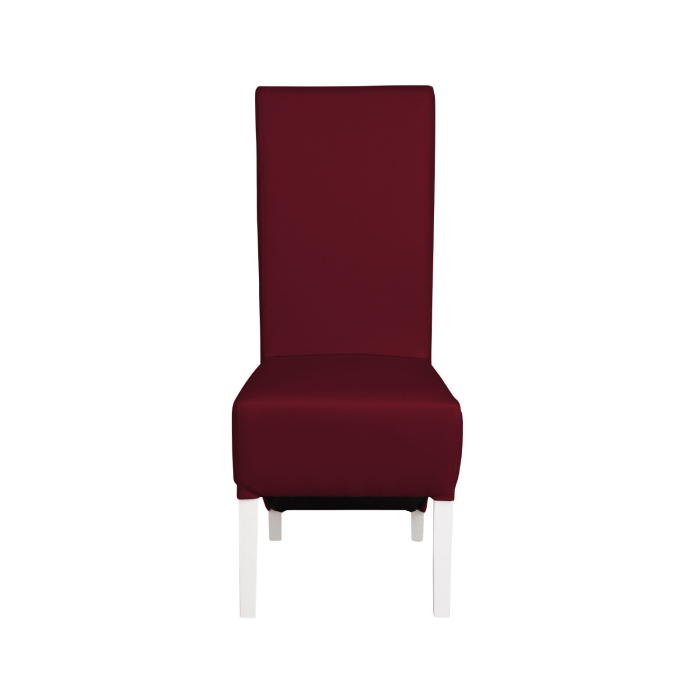 Set 2 scaune living VANESSA, picioare lemn alb, piele ecologica bordo, 47x60x110 cm [2]