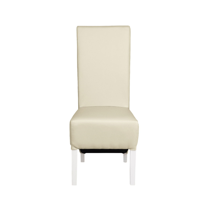 Set 2 scaune living VANESSA, picioare lemn alb, piele ecologica crem, 47x60x110 cm [2]
