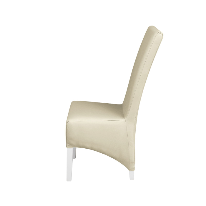 Set 2 scaune living VANESSA, picioare lemn alb, piele ecologica crem, 47x60x110 cm [3]