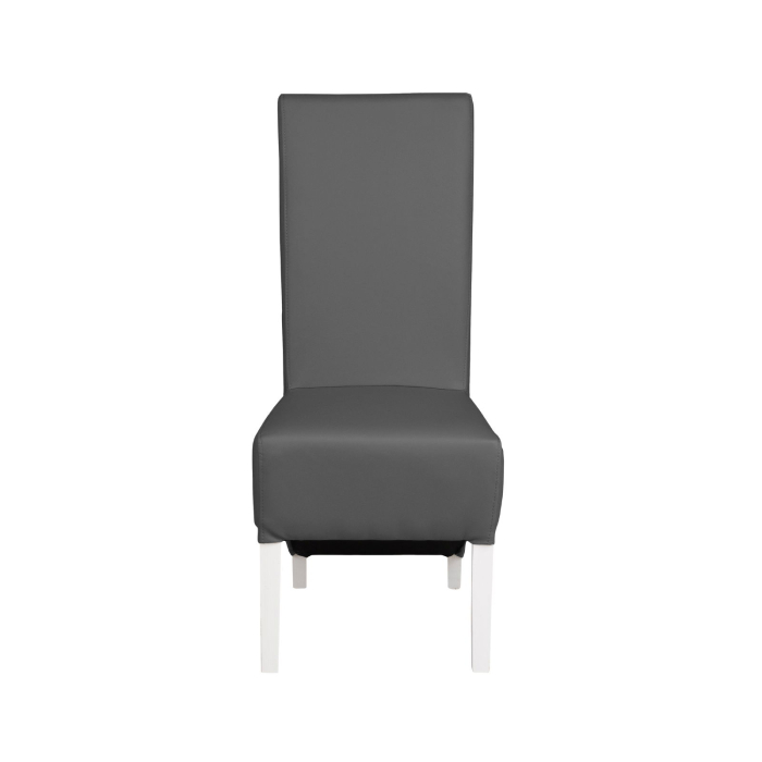 Set 2 scaune living VANESSA, picioare lemn alb, piele ecologica gri, 47x60x110 cm [2]