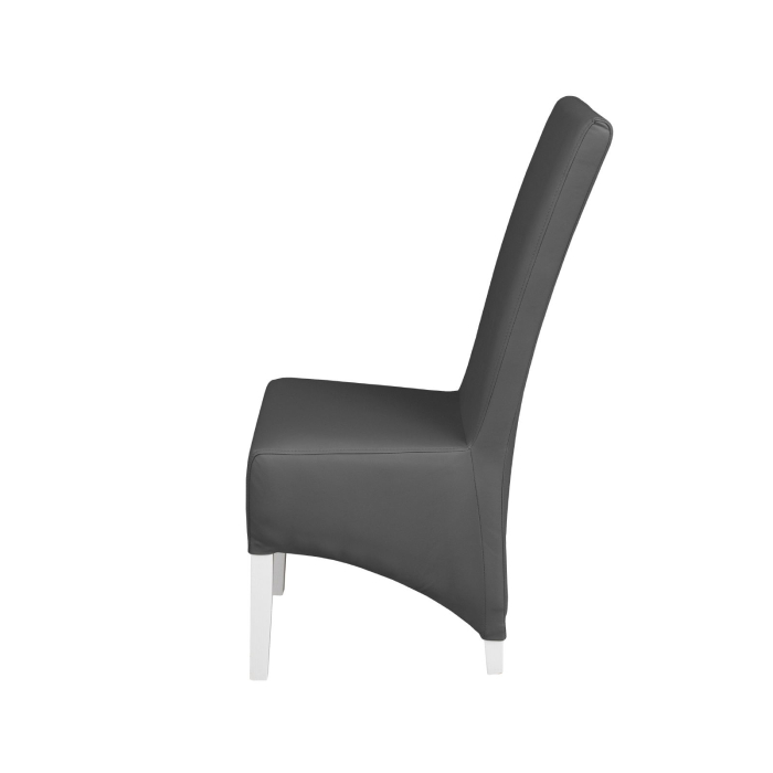 Set 2 scaune living VANESSA, picioare lemn alb, piele ecologica gri, 47x60x110 cm [3]