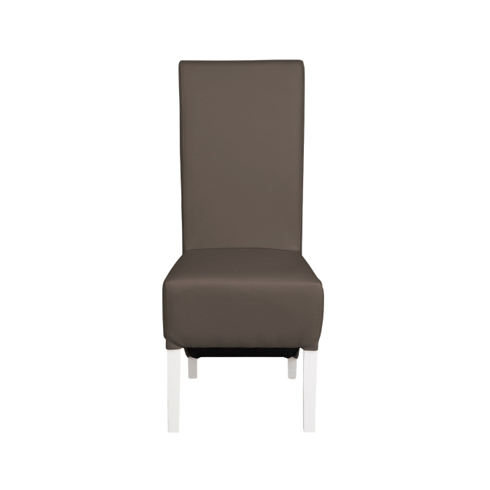 Set 2 scaune living VANESSA, picioare lemn alb, piele ecologica gri elefant, 47x60x110 cm [2]