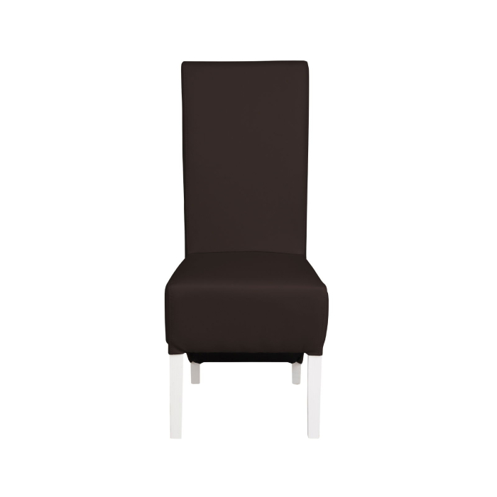 Set 2 scaune living VANESSA, picioare lemn alb, piele ecologica maro inchis, 47x60x110 cm [2]