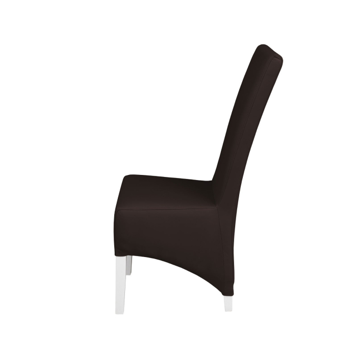 Set 2 scaune living VANESSA, picioare lemn alb, piele ecologica maro inchis, 47x60x110 cm [3]