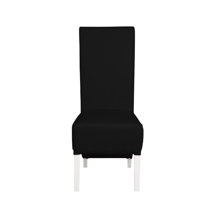Set 2 scaune living VANESSA, picioare lemn alb, piele ecologica negru, 47x60x110 cm [2]
