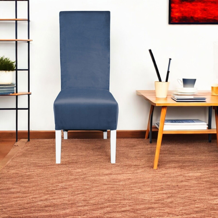 Set 2 scaune living VANESSA, picioare lemn alb, stofa albastru deschis, 47x60x110 cm [5]