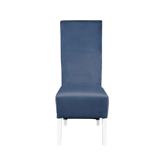 Set 2 scaune living VANESSA, picioare lemn alb, stofa albastru deschis, 47x60x110 cm [2]