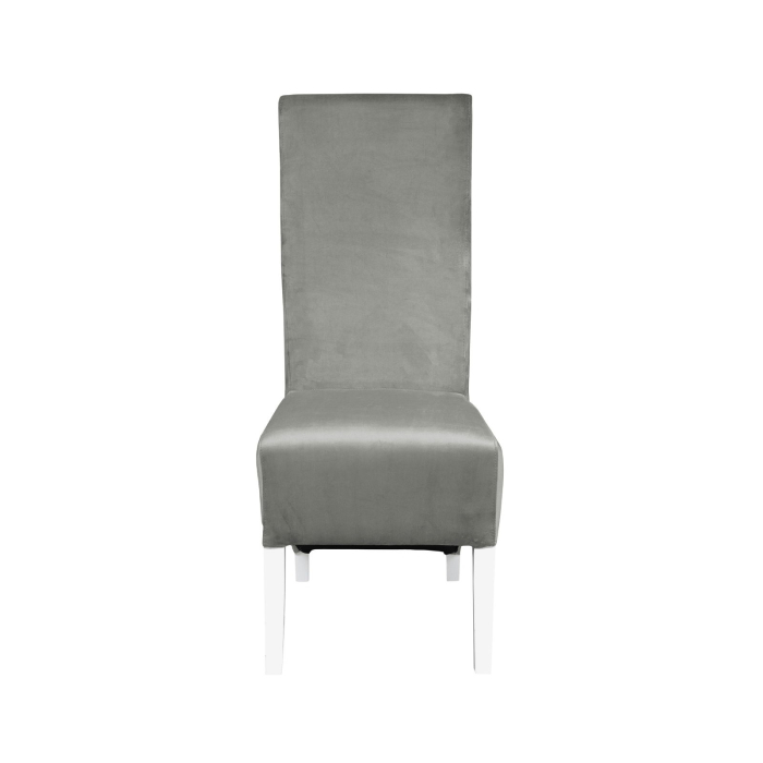 Set 2 scaune living VANESSA, picioare lemn alb, stofa bej, 47x60x110 cm [2]