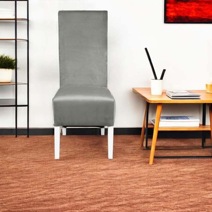 Set 2 scaune living VANESSA, picioare lemn alb, stofa bej, 47x60x110 cm [5]
