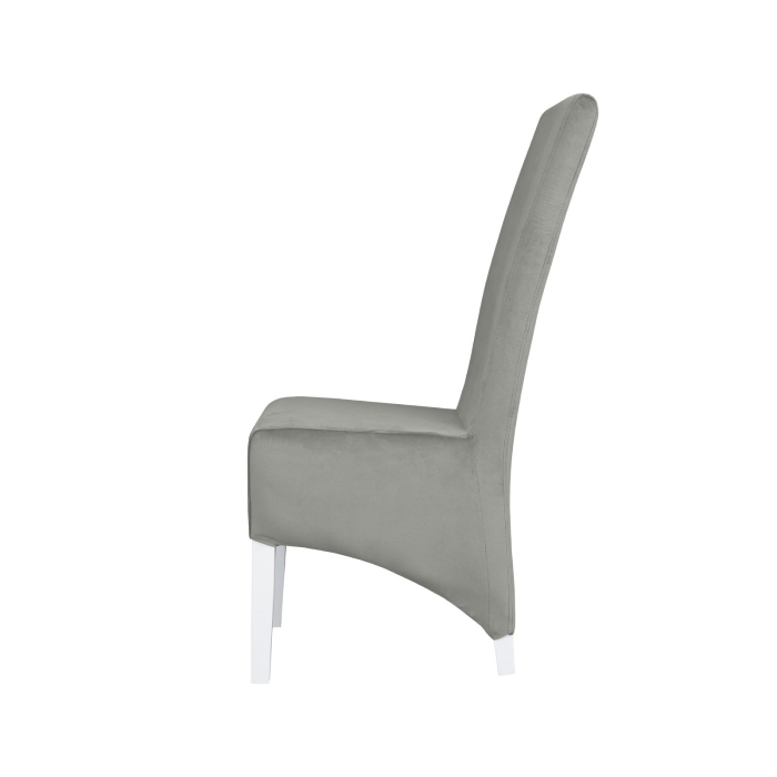 Set 2 scaune living VANESSA, picioare lemn alb, stofa bej, 47x60x110 cm [3]