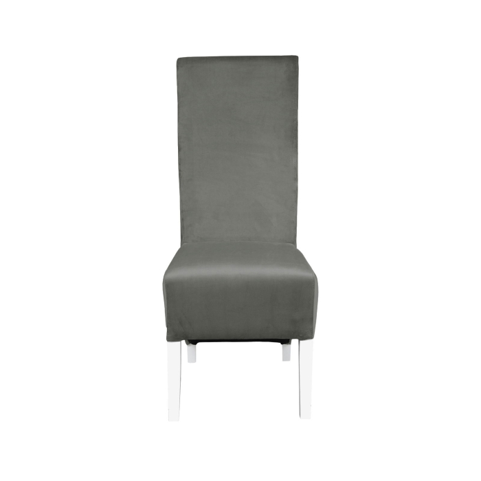 Set 2 scaune living VANESSA, picioare lemn alb, stofa gri deschis, 47x60x110 cm [2]