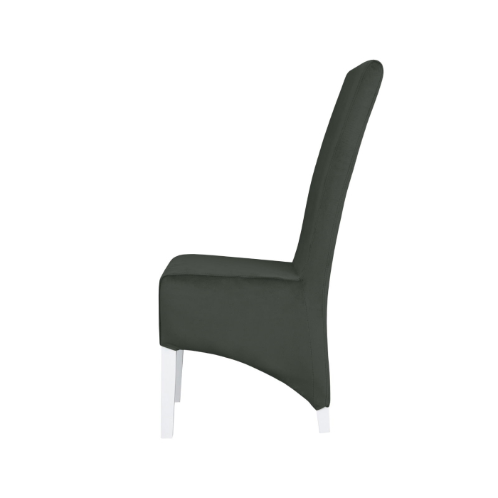 Set 2 scaune living VANESSA, picioare lemn alb, stofa gri inchis, 47x60x110 cm [3]