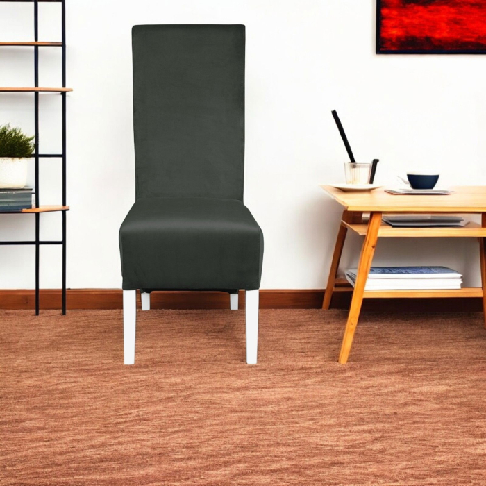 Set 2 scaune living VANESSA, picioare lemn alb, stofa gri inchis, 47x60x110 cm [5]