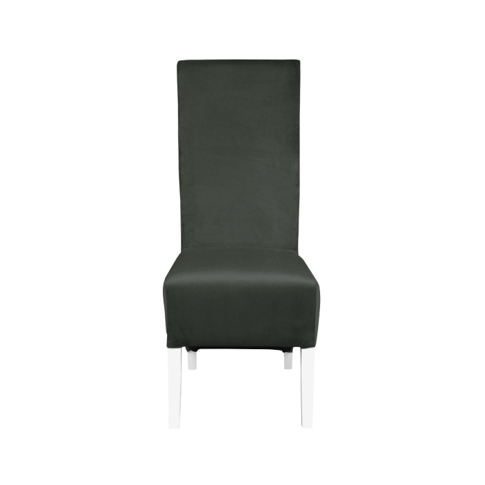 Set 2 scaune living VANESSA, picioare lemn alb, stofa gri inchis, 47x60x110 cm [2]