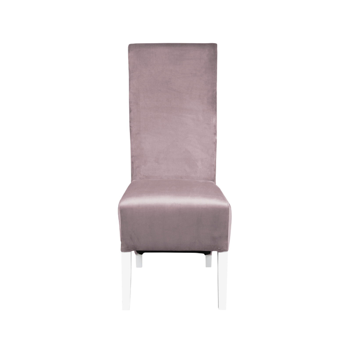 Set 2 scaune living VANESSA, picioare lemn alb, stofa roz pudra, 47x60x110 cm [2]