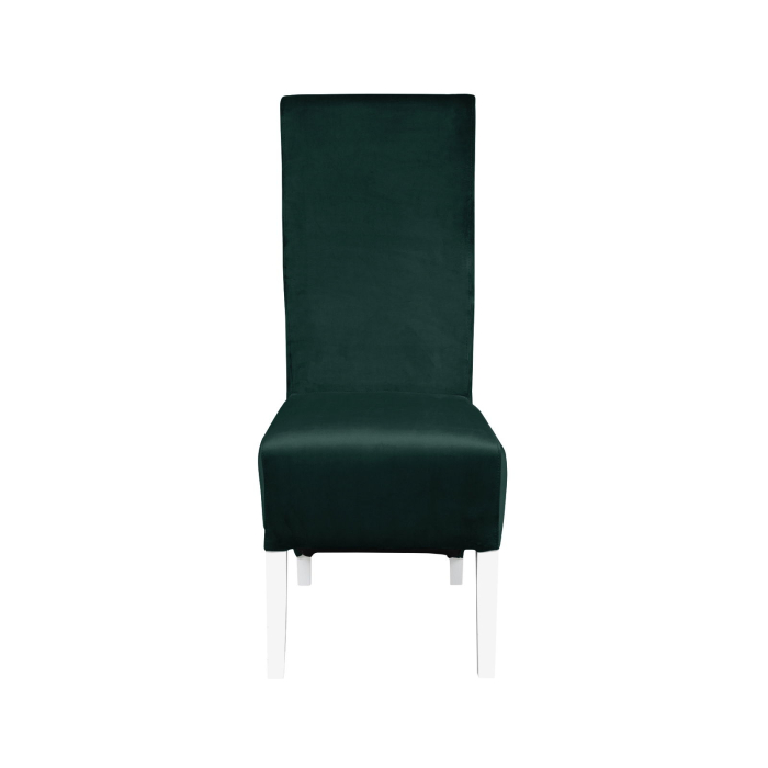 Set 2 scaune living VANESSA, picioare lemn alb, stofa verde smarald, 47x60x110 cm [2]