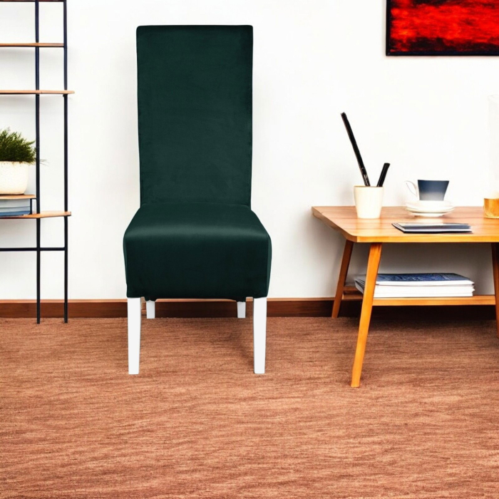Set 2 scaune living VANESSA, picioare lemn alb, stofa verde smarald, 47x60x110 cm [5]