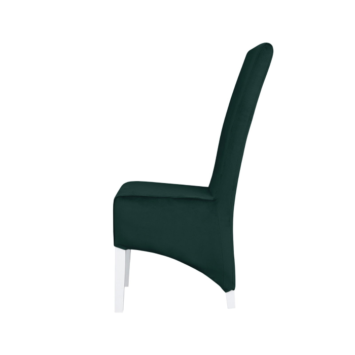 Set 2 scaune living VANESSA, picioare lemn alb, stofa verde smarald, 47x60x110 cm [3]