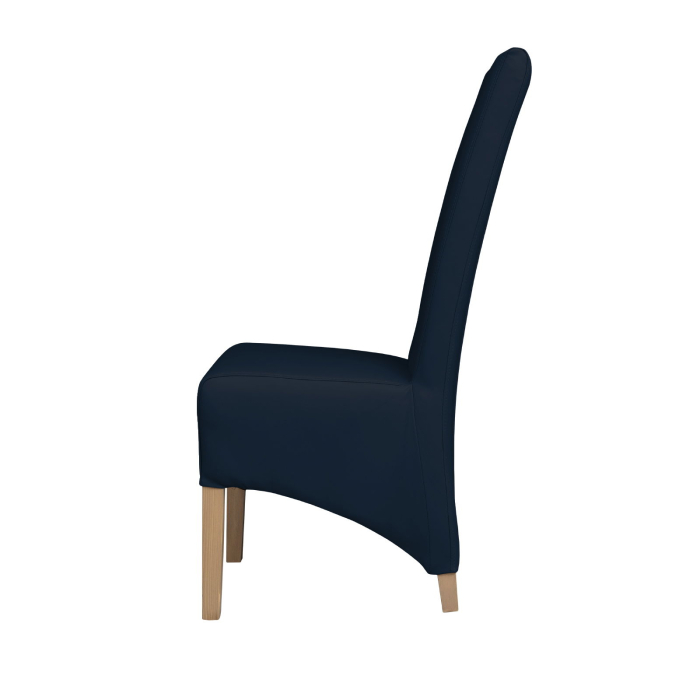 Set 2 scaune living VANESSA, picioare lemn natur, piele ecologica albastru, 47x60x110 cm [3]
