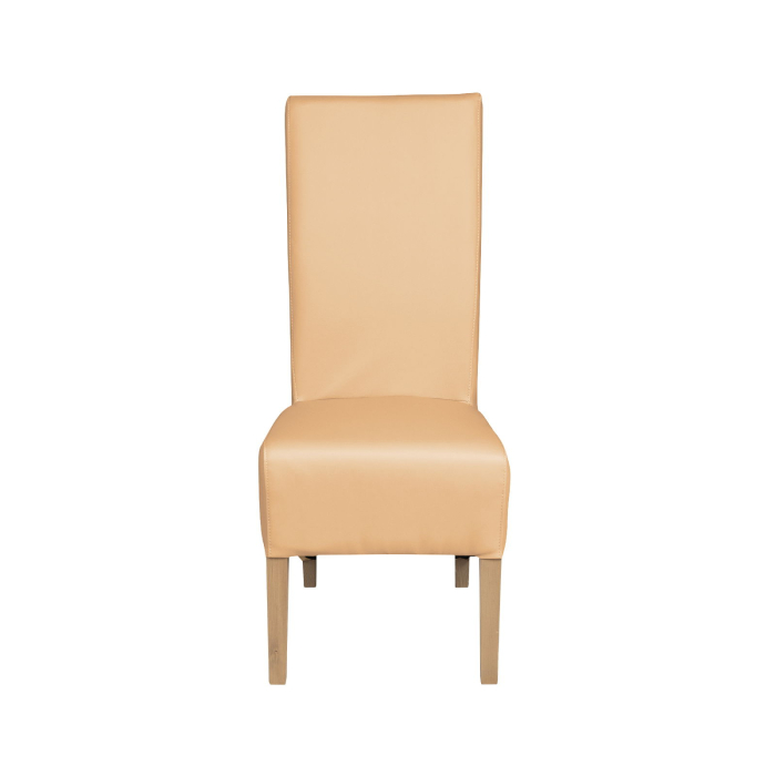 Set 2 scaune living VANESSA, picioare lemn natur, piele ecologica bej, 47x60x110 cm [2]